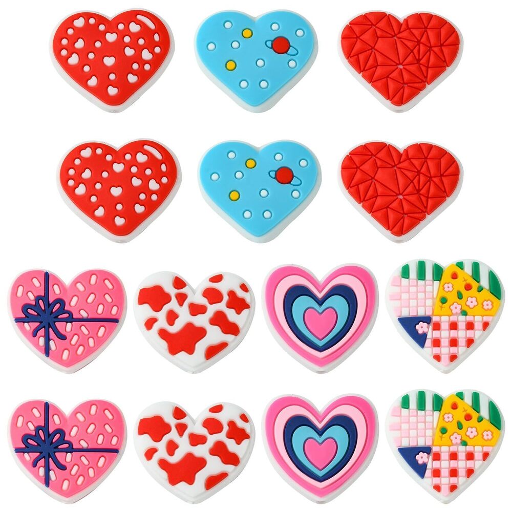 4099 35 Pcs Colorful PVC Plastic Heart Beads Romantic Love Heart Shaped